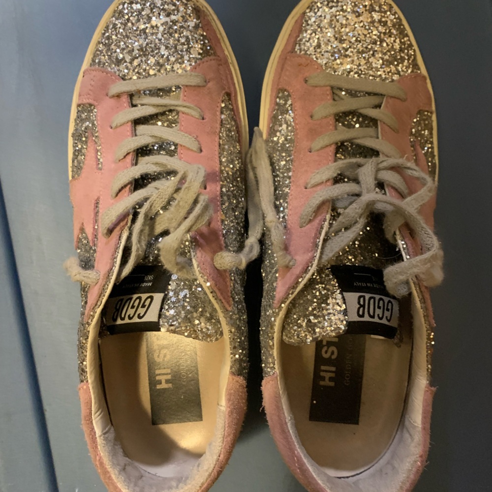 Golden Goose Hi Star Glitter/Pink Sz 39